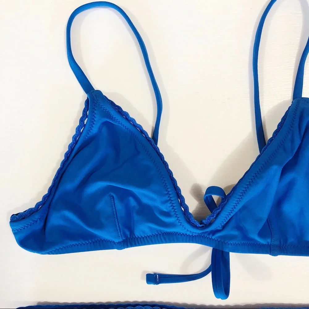 J. crew Rickrack Trim Triangle Bikini Blue - Picture 5 of 7